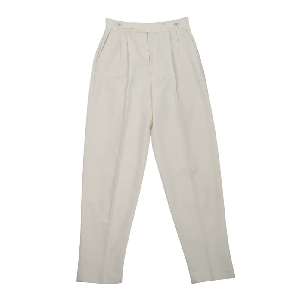 Vintage 80s Lord Isaacs Cream High Rise Pleat Front Tapered Leg Pants 26"